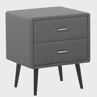Beliani - ESSONNE - Nachtkastje - Grijs - Kunstleer