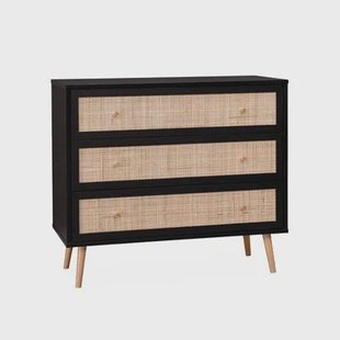 sweeek - Ladekast met hout- en rietlook, 90x39x79cm