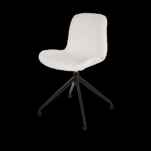 Nola-Fé draaibare eetkamerstoel teddy gebroken wit - zwart onderstel