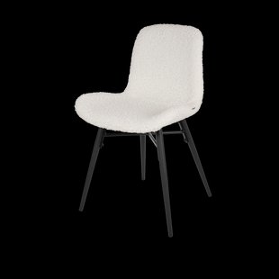 Nova-Fé eetkamerstoel teddy gebroken wit - zwart onderstel