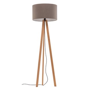 Quitani vloerlamp Arim, beuken, grijs vilt, driepoot