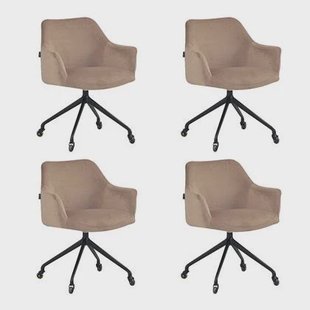 Bronx71 Eetkamerstoel met wieltjes Quinn taupe velvet -