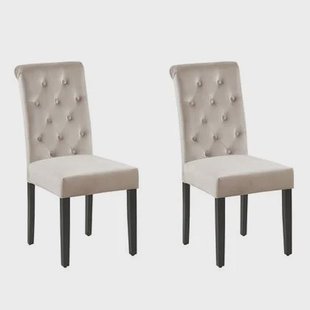 Beliani - VELVA - Eetkamerstoel set van 2 - Grijs - Fluweel