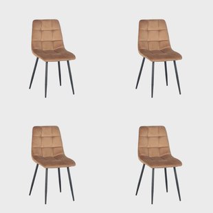 Set van 4 eetkamerstoelen Carre velvet | Polewolf