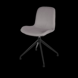 Nola-Fé draaibare eetkamerstoel rib warm grijs - zwart onderstel