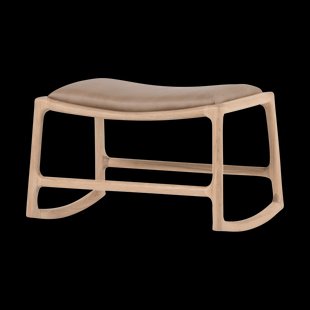 Dedo footstool - whitewash voetenbank met dakar leather stone