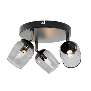Lindby Spot Katjana, 3-lamps, Ø 20 cm, rookglas