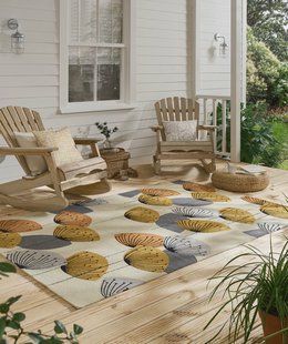 Sanderson - Dandillion Clocks-Ochre/Silver outdoor 445803 - 140x200 cm Vloerkleed