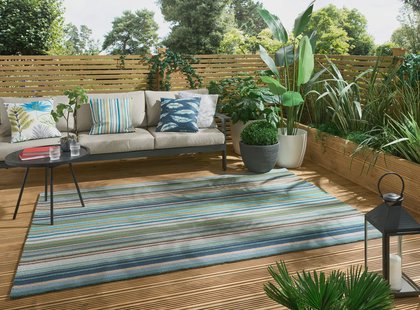 Harlequin - Spectro Stripes-Emerald/Marine/Rust outdoor 442108 - 140x200 cm Vloerkleed