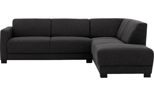 Goossens Bank My Style zwart, stof, 2,5-zits, stijlvol landelijk met chaise longue rechts
