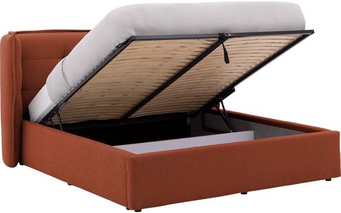 Goossens Gestoffeerd Bedframe Canon, 140 x 200 cm met storage, met 2x lattenbodem