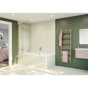 Crosswater Optix 10 Badwand - 90x150cm - 2-delig - links - 180graden - geborsteld messing OXBDHFC0900L