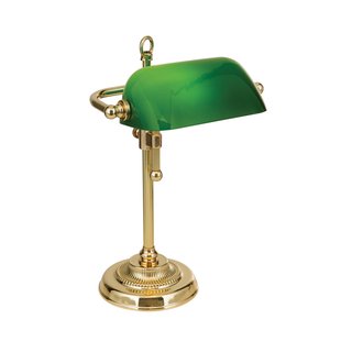 ORION Bankierslamp Harvard, messing/groen, hoogte 32 cm