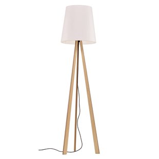 Quitani vloerlamp Jata, hout, chintz wit, driepoot Quitani vloerlamp Jata, hout, chintz wit, driepoot