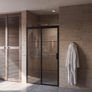 Douchedeur BWS Black Edition Frame Softclose Links 120x200 cm Helder Glas Zwart