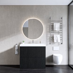 Onderkast Gliss Design Hades 2 Softclose Laden 100x84.5x45cm Houtskool Eiken (wastafel keuze)