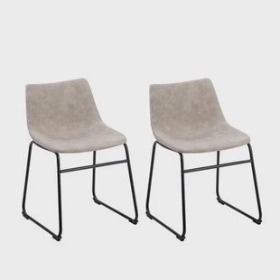 Beliani - BATAVIA - Eetkamerstoel - Beige - Polyester