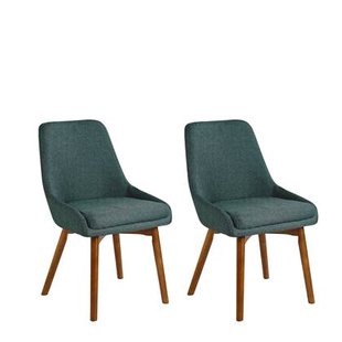 Beliani - MELFORT - Eetkamerstoel set van 2 - Groen - Polyester Beliani - MELFORT - Eetkamerstoel set van 2 - Groen - Polyester