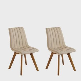 Beliani - CALGARY - Eetkamerstoel - Zandbeige - Polyester