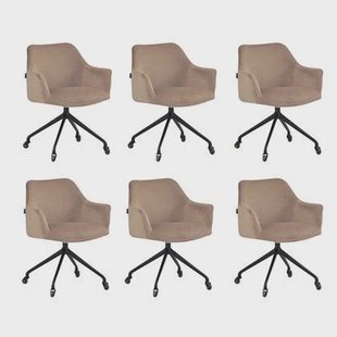 Bronx71 Eetkamerstoel met wieltjes Quinn taupe velvet -