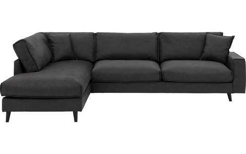 Goossens Bank Jonas grijs, micro leer, 3,5-zits, urban industrieel met ligelement links