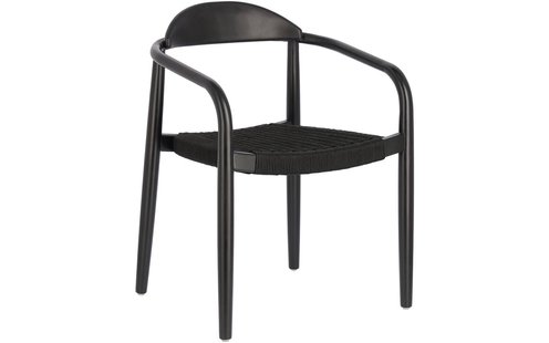 Kave Home Kave Home Eetkamerstoel Nina zwart hout met arm, Kave Home Kave Home Eetkamerstoel Nina zwart hout met arm,