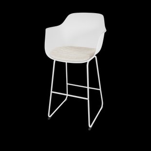 Nino-Liz barkruk wit en beige zitkussen - wit onderstel - 75 cm