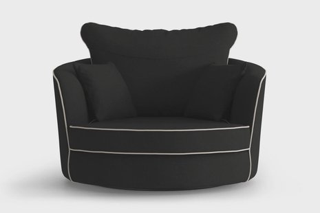 Fauteuil Vendôme linnen draaibaar met contrast piping | NADUVI Collection Fauteuil Vendôme linnen draaibaar met contrast piping | NADUVI Collection
