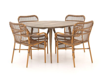 Intenso Parma/ROUGH-K ø 115cm dining tuinset 5-delig stapelbaar - Laagste prijsgarantie!