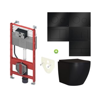 TECE Profil Toiletset set65 Mudo Mat Zwart met TECE Drukplaat