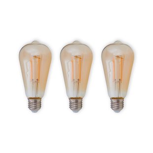 Lindby LED rustiek lamp E27 6W 500lm amber 1.800K set van 3