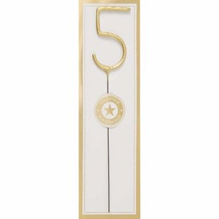 Wondercandle sterretje Nummer 5 Kaars Goud (Wit Goldstuck)