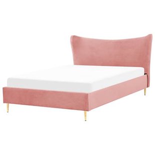 Beliani - CHALEIX - Tweepersoonsbed - Perzik - 160 x 200 cm - Fluweel