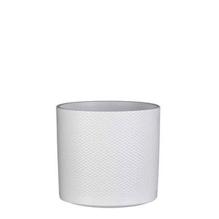 Mica Decorations Era Bloempot - H21,5 x Ø23 cm - Reliëf - Wit