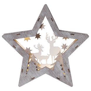 STAR TRADING LED-decoratie ster Fauna van hout, hoogte 24 cm