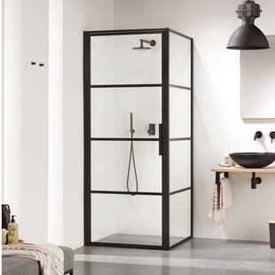 Douchecabine Sealskin Soho 90x70 cm Met Draaideur Links Hoekcabine 8 mm Helderglas Mat Zwart