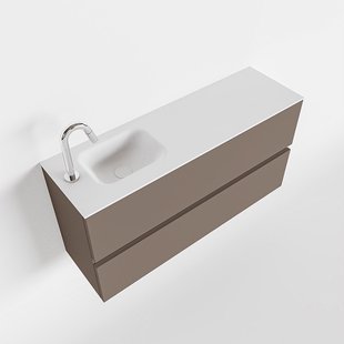 MONDIAZ ADA 100cm toiletmeubel smoke. LEX wastafel talc links 1 kraangat