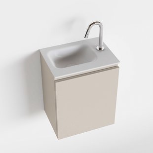 MONDIAZ OLAN 40cm toiletmeubel linen. LEX wastafel talc links 1 kraangat