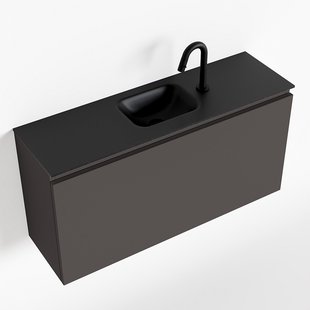 MONDIAZ OLAN 100cm toiletmeubel dark grey. LEX wastafel urban midden 1 kraangat