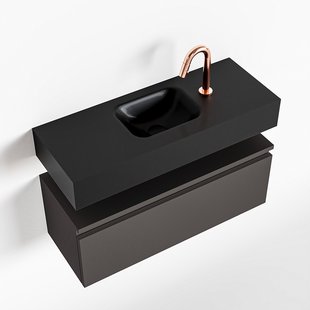 MONDIAZ ANDOR 80cm toiletmeubel dark grey. LEX 80cm wastafel urban midden 1 kraangat