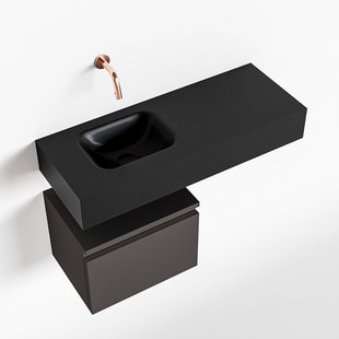 MONDIAZ ANDOR 40cm toiletmeubel dark grey. LEX 80cm wastafel urban links geen kraangat