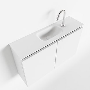 MONDIAZ TURE 80cm toiletmeubel talc. EDEN wastafel talc midden 1 kraangat