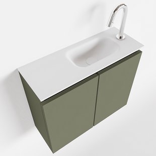 MONDIAZ TURE 60cm toiletmeubel army. EDEN wastafel talc rechts 1 kraangat