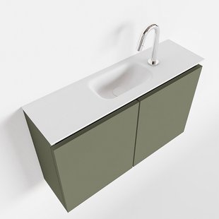 MONDIAZ TURE 80cm toiletmeubel army. EDEN wastafel talc midden 1 kraangat