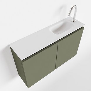 MONDIAZ TURE 80cm toiletmeubel army. EDEN wastafel talc rechts 1 kraangat