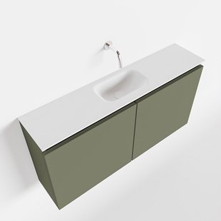 MONDIAZ TURE 100cm toiletmeubel army. EDEN wastafel talc midden geen kraangat