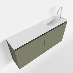 MONDIAZ TURE 100cm toiletmeubel army. EDEN wastafel talc rechts 1 kraangat