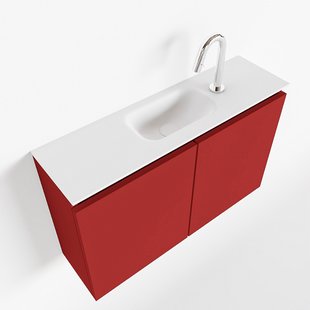 MONDIAZ TURE 80cm toiletmeubel fire. EDEN wastafel talc midden 1 kraangat
