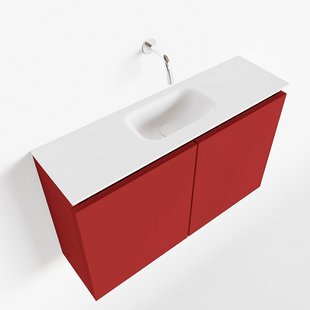 MONDIAZ TURE 80cm toiletmeubel fire. EDEN wastafel talc midden geen kraangat