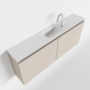 MONDIAZ TURE 120cm toiletmeubel linen. EDEN wastafel talc midden 1 kraangat